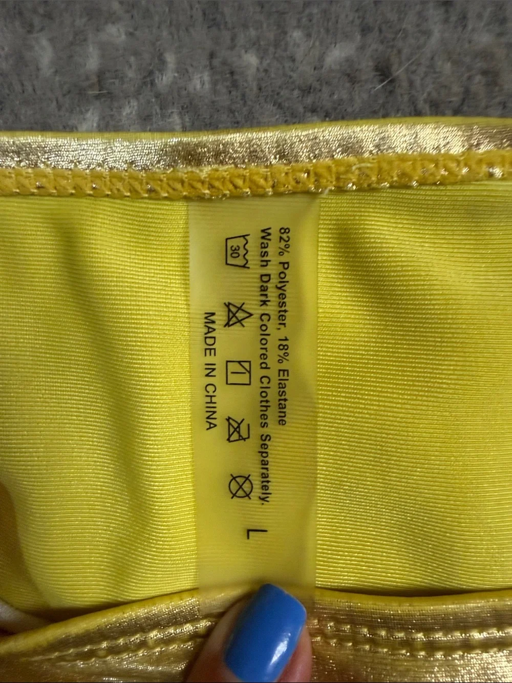SHEIN Metallic Yellow Tie-Side Triangle Bikini